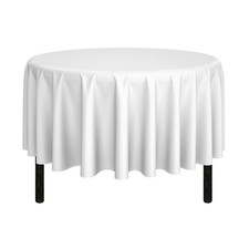 90" Round Wedding Banquet Polyester Fabric Tablecloth - White