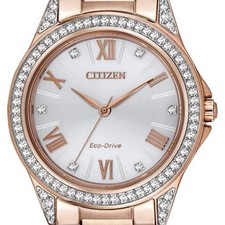 Orologio donna Citizen Eco-Drive cristallo Swarovski oro rosa 34 mm EM0233-51A