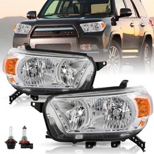 2010-2013 4Runner Halogen Headlight Assembly Chrome Amber Reflector Bulbs