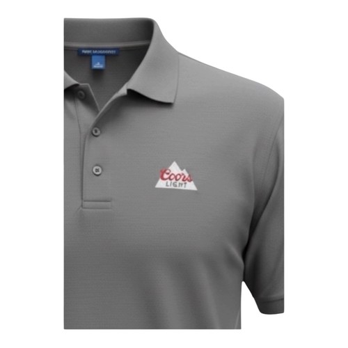 Coors Light Embroidered Polo Shirt Gray Mens L Short Sleeve Golf Collar Beer