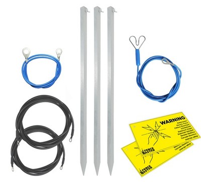 Erdanschluss-Set für starkes Weidezaungerät 230V | Erdstab Hochspannungskabel 