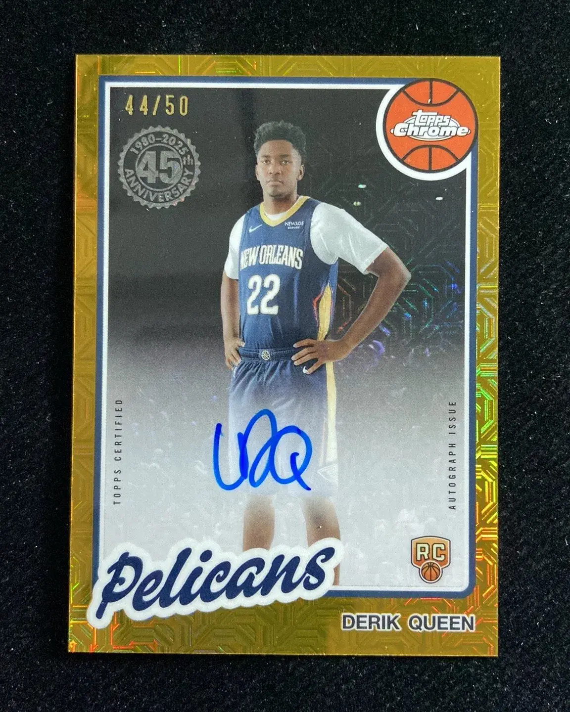 2025-26 Topps Chrome 1980 45th Gold Mojo Derik Queen RC Rookie Auto 44/50 HD