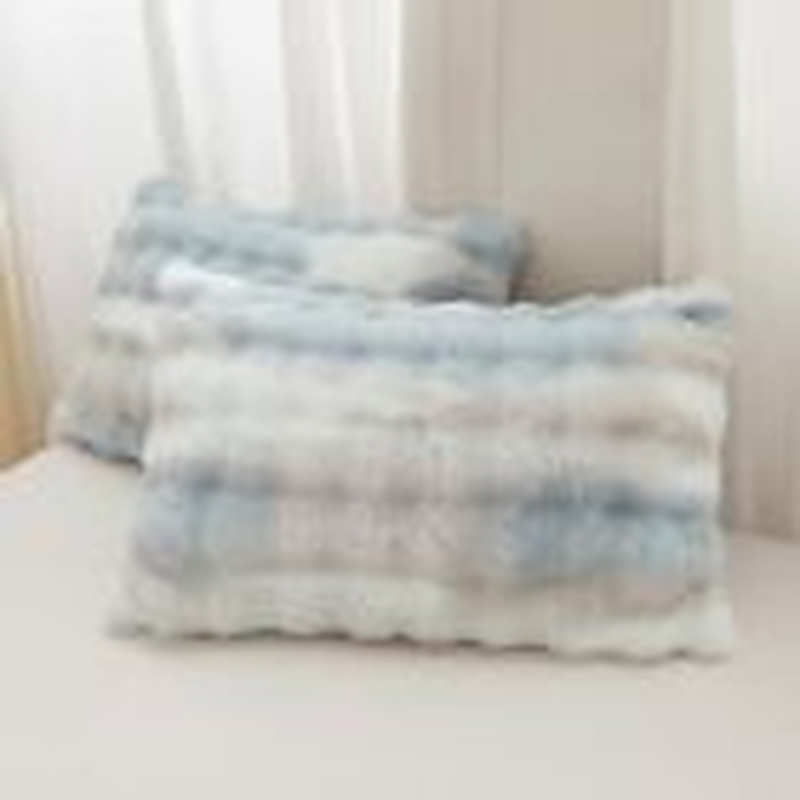 Kids Girls Rabbit Plush Comforter Sets 3PC Faux Fur Bed Set King Blue
