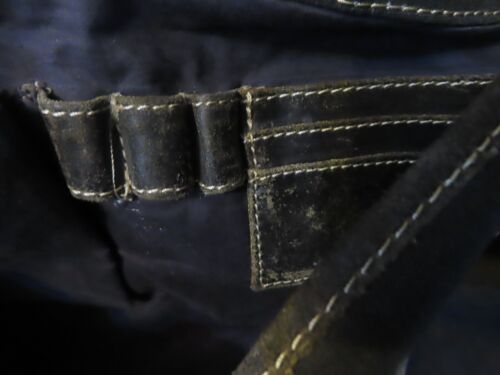 Verzierte Denim BUTTON Flap Bag Hand Made Boho Military Nylon Strap Leather - Bild 6 von 8