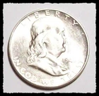 1949-S FRANKLIN HALF DOLLAR  KEY DATE  White Lustrous  UNC w/  65% FBL   #34D21