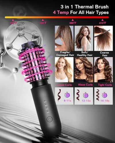 Cordless Hair Straightener Brush for Travel - Portable Straightening Brush, - Bild 3 von 8