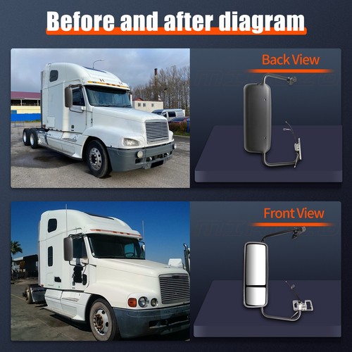MIROZO Primed Truck Mirror Driver LH For 2004-2018 Freightliner Century/Columbia - Picture 12 of 13
