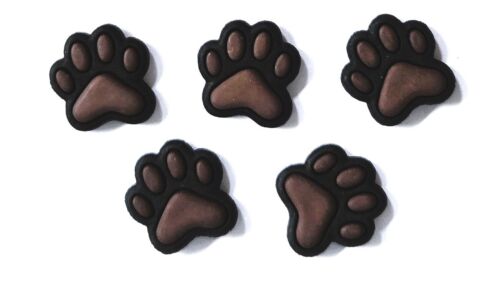Set of 5 Gray/Brown Puppy Paws Handmade Refrigerator Magnets - Picture 3 of 3