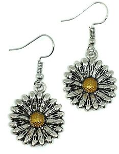 Earrings Daisy Flower Metal Fun Cute Girly Boho Drop Dangle Earrings Front Ebay