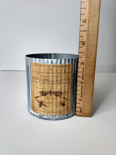 Galvanized 4inch Metal Canister Vintage Advertisement Antique Stain