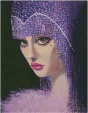 Art Deco Lady in Purple Counted Cross Stitch CHART No. 24-149