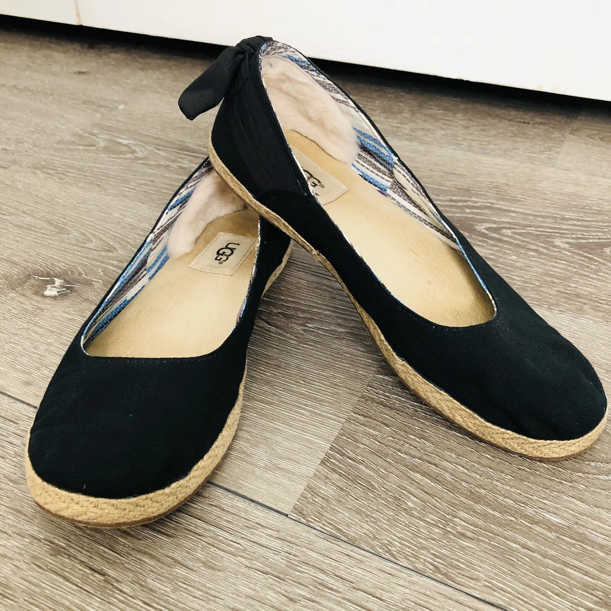 Espadrilles Flat Ballet Pumps in Canvas, for Girls - black, Shoes