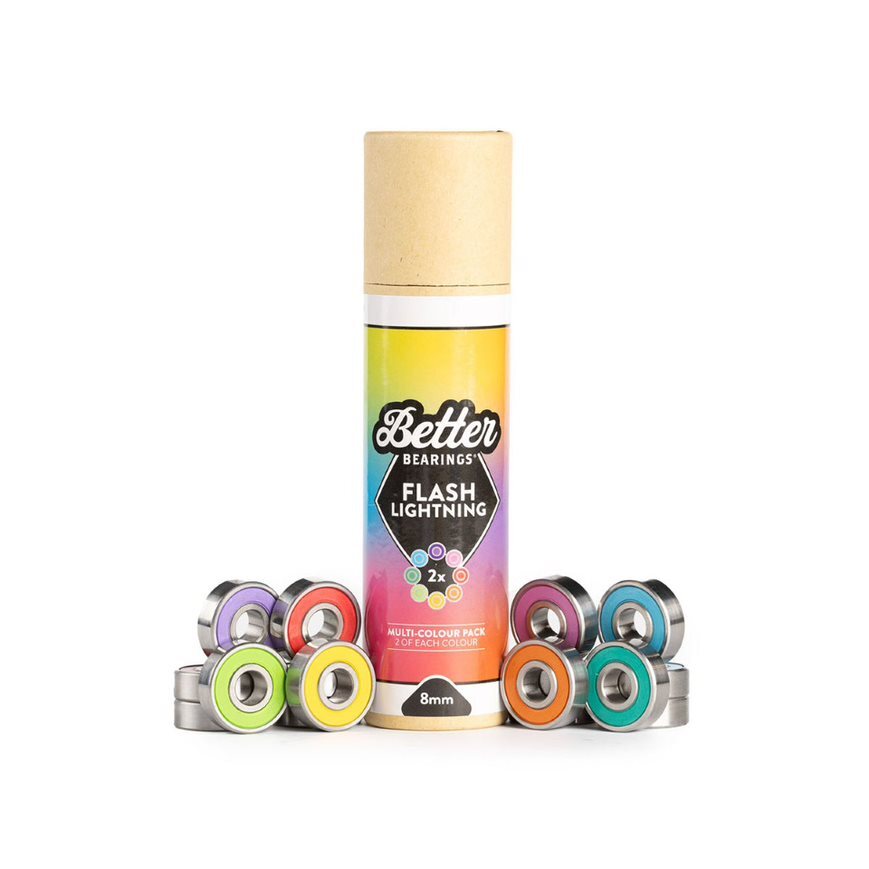 Better Bearings - Flash Lightning - Ceramic Roller Skate Bearings, 16 Pack, 8 mm