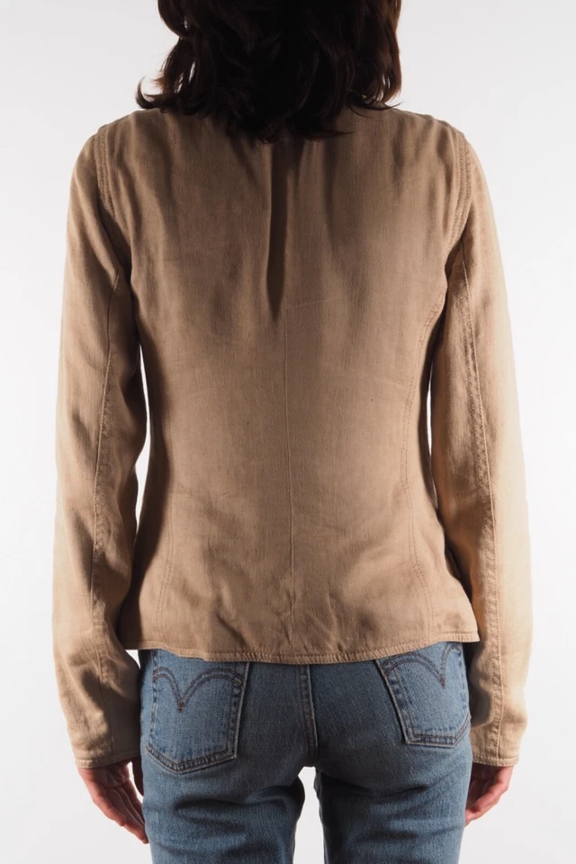 Roberto Cavalli Vintage Women's Beige Linen Zip Jacket size 42 - Image 2 of 4