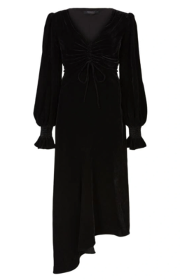 all saints black velvet dress AllSaints Womens Naomi Velvet Dress, Black, Size: 6