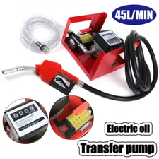 12V Electric Fuel Transfer Pump 175W-45L/Min W/Nozzle Meter Fit Oil Fuel Diesel