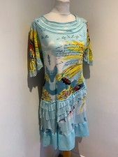Anuna's Los Angeles Dress XL VGC Blue Cotton ruffle pattern print summer A line