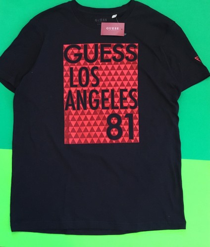 GUESS Los Angeles Men’s Short Sleeve T-Shirt Size LARGE Black w/Red Cotton - Picture 7 of 12