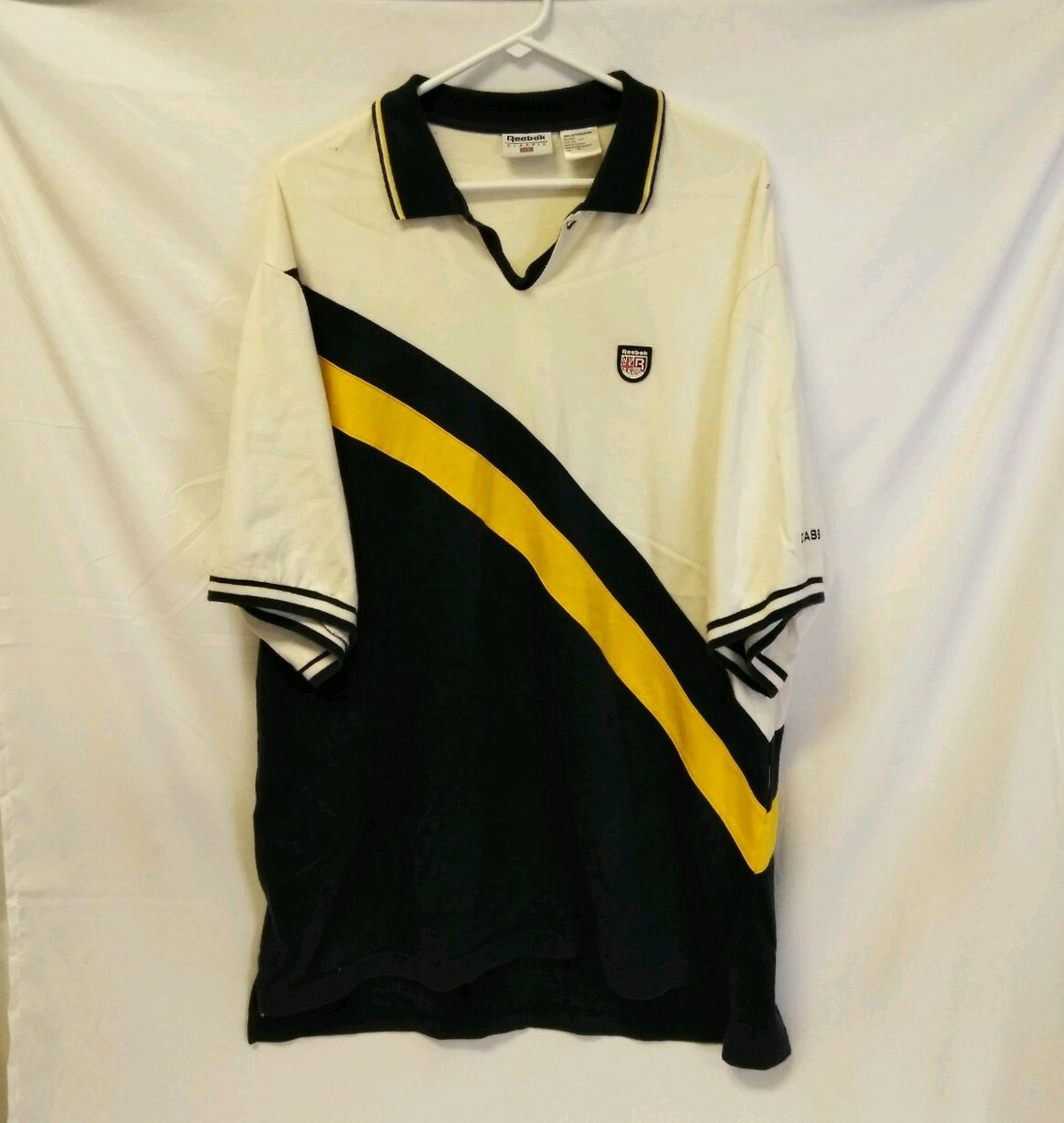 Vintage 90s Mens REEBOK Classic Striped Polo Rugby Shirt Short