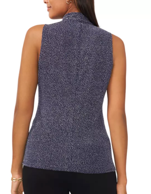 トップス MsK MSK Women's Sleeveless Crossover Front Glitter Blouse in Navy Blue