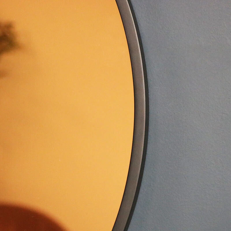 Round smoked copper glass wall mirror retro vintage modern wall art display - Image 2 of 2