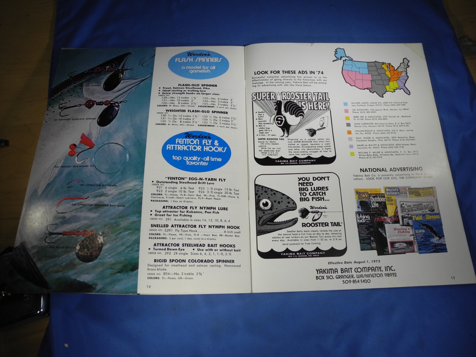 16 Pages of 1973-74 Yakima Bait Co.-Worden's Lures Price Lists & Lure
