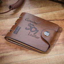 Retro Mens Leather 501 Clutch Bifold ID Credit Card Holder Purse Wallet Pocket