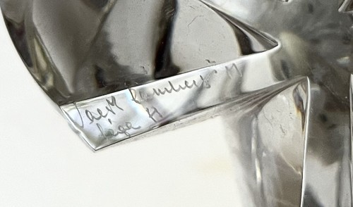 Arte/escultura gráfica de cristal firmada por artista vintage - Imagen 3 de 11