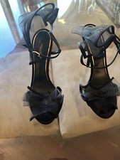 Dolce Gabbana Dress Shoes Size 7/8 Black Tulle 4 Inch Height. Open Toe