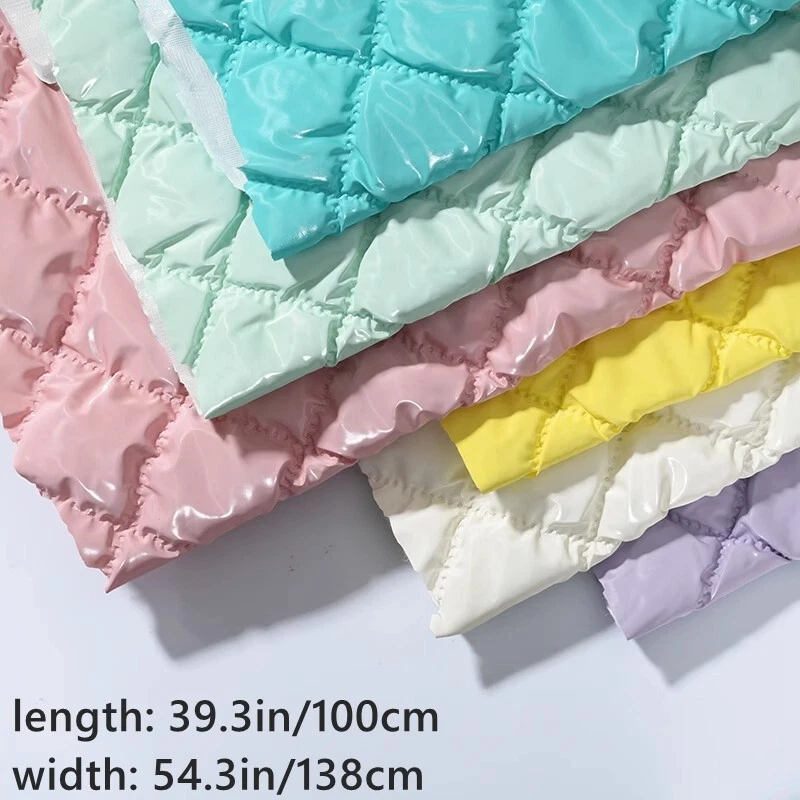 1M Nass Aussehen Kunstleder Gepolstert Stoff PU Gesteppt Tuch Puffer Mäntel Näh - Bild 2 von 4