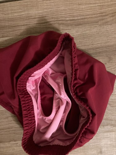 All In Motion Athletic Shorts XS Xtra Small 4/5 Maroon Inner Brief Elastic Waist - Picture 2 of 3