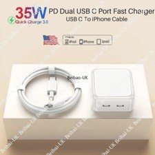 35W Dual USB C Fast Wall Charger Adapter PD Cable For iPhone 14/13/12/11 Pro XR