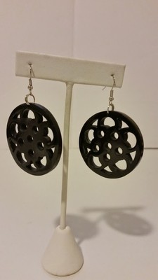 Gorgeous designer 100% Buffalo horn large black enamel earrings
