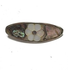 VINTAGE MOTHER OF PEARL INLAY Flower Barrette Hair CLIP Alpaca