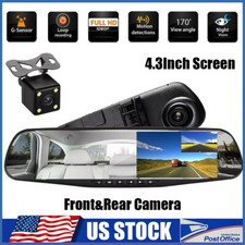 Rearview Mirror Dash Cam 1080P HD DVR Dual Camera Car Front Rear Video Recorder