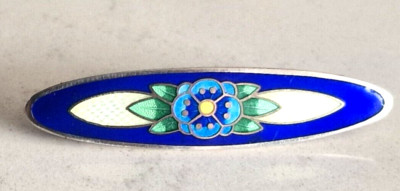 SELTEN CLEMENT BERG NORWEGEN DESIGNER MASSIV STERLINGSILBER & EMAILLE. BLUME