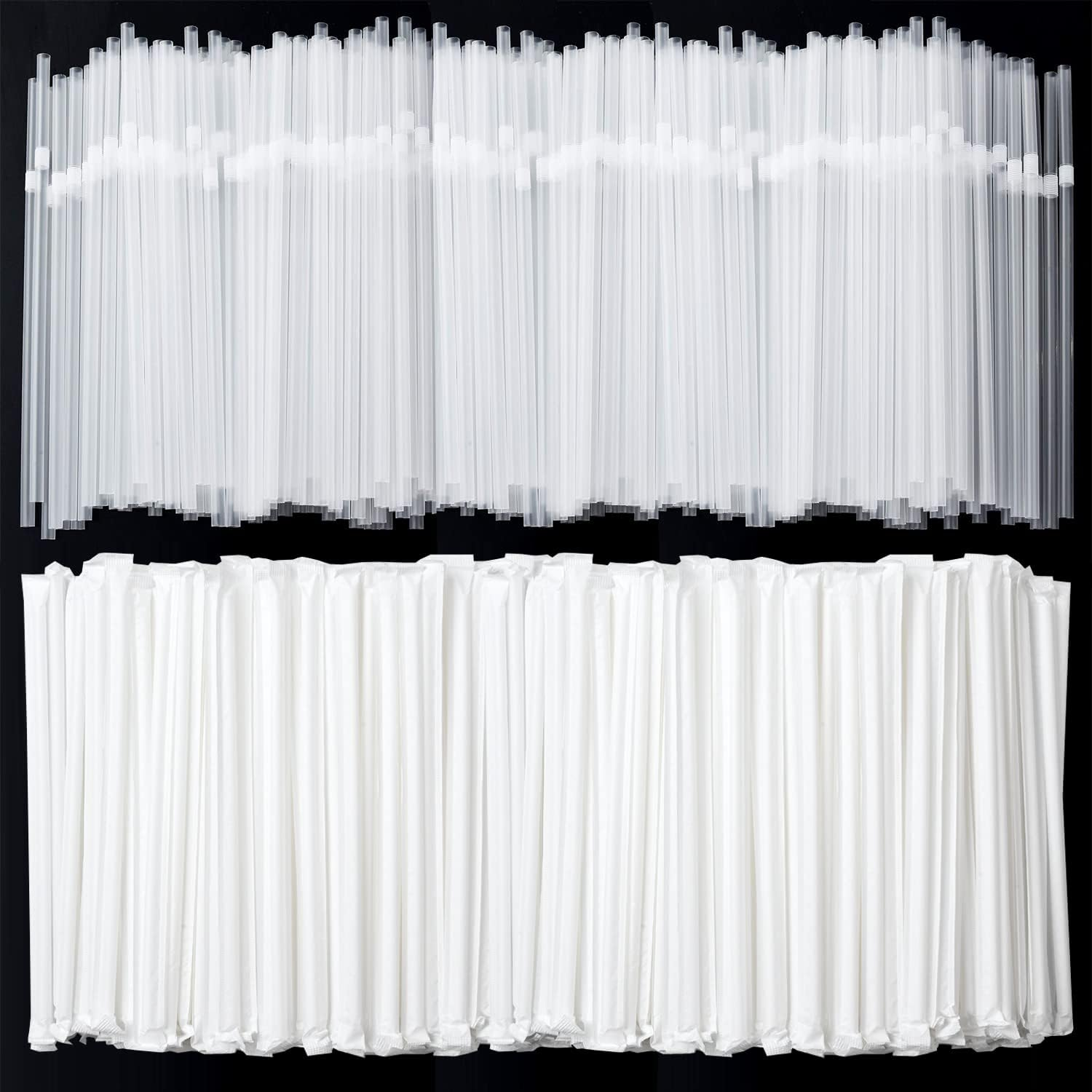 1000 Counts Clear Flexible Drinking Straws, Individually Wrapped Plastic Disposa