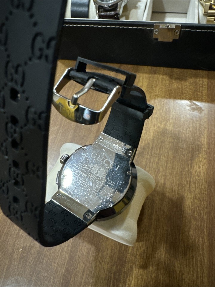 Gucci Pantcaon Watch Gucci Swiss Made Ref 1142 Black Rubber Strap Wrist Watch eBay