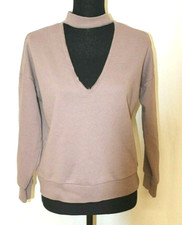 FOREVER 21 SWEATSHIRT WOMAN SIZE SMALL PURPLE L/S  V NECK CUT OUT OPEN FRONT