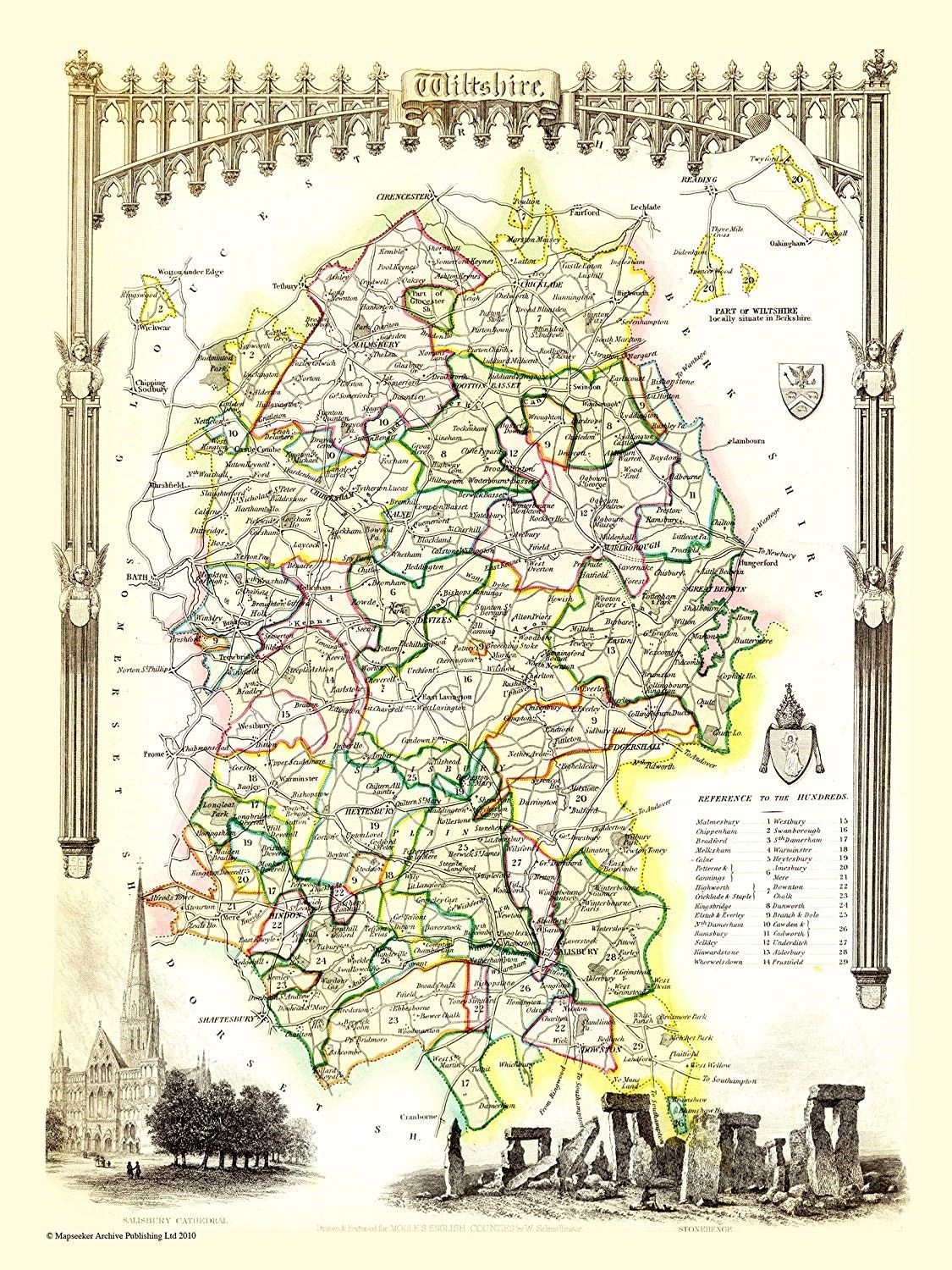 Old Map of Wiltshire 1836 by Thomas Moule 1000 Piece Jigsaw Puzzle