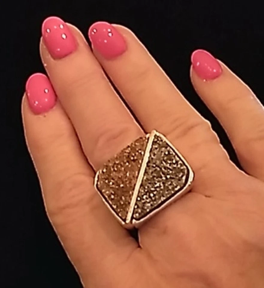 Anillo Christine Darren Drusy Cuarzo Dividido Plata/Color Rosa Unisex DRUSY 11 Foto 3 de 4