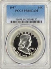 1957 PROOF FRANKLIN HALF DOLLAR, PCGS PR68 CAM, SOLID UNIFORM CAMEOS BOTH SIDES