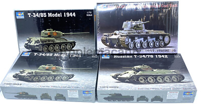 4 Box T-34/85 1944 T-34/76 1942 Russian KV-1 Tank 1/72 20mm Scale Model Kit NEW