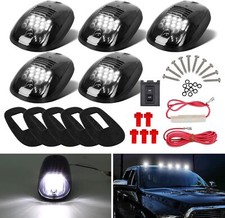 5x Smoked Lens White For Silverado 1500 2500 Cab Led Rooftop Running Light Kit