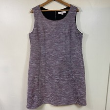 Loft Plus Sleeveless Boucle Shift Dress Size 16 Womens Black White Red Classic