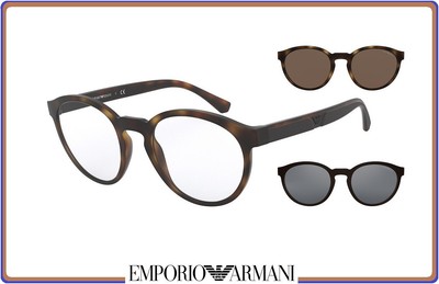 Montatura occhiali da vista uomo Emporio Armani montature con clip on per  sole | eBay
