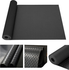 3.2Mm Thick Non-Slip Garage Flooring Rubber Roll, 16.4X3.3Ft Diamond Plate Spill