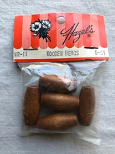 New Pack of 5 Large Brown Wood Tube Macrame Beads 1-5/16" long Hazel's