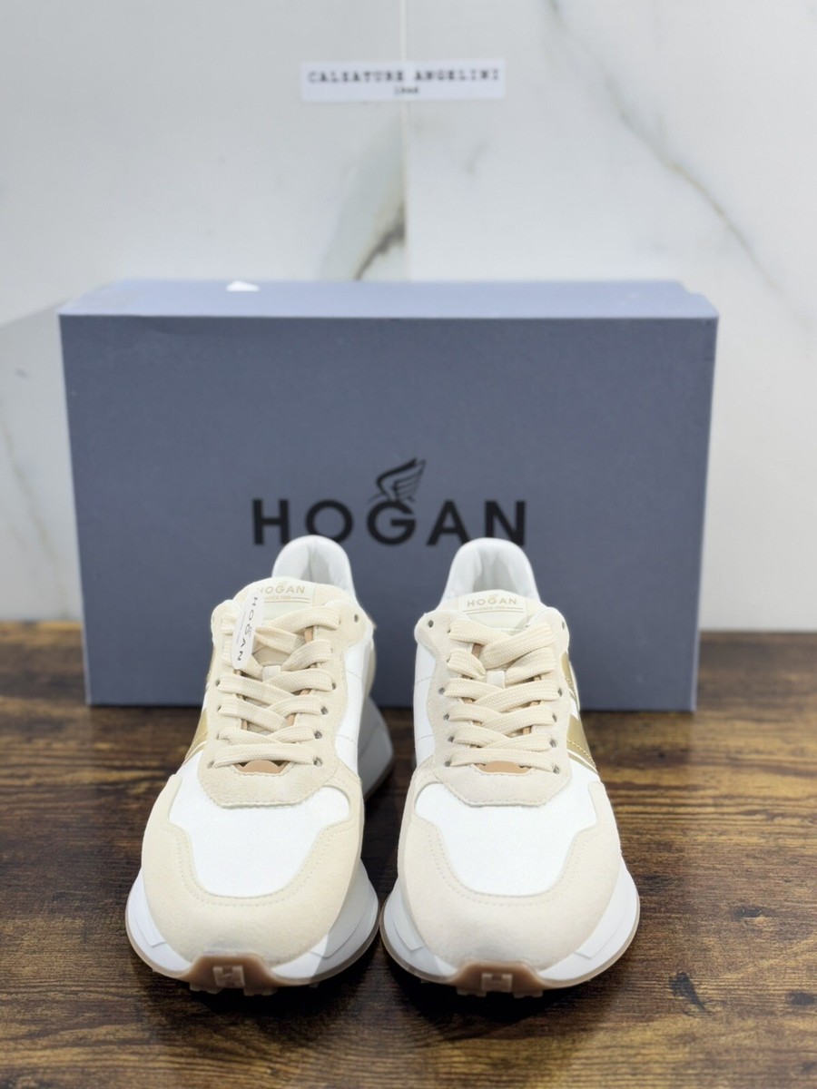 Hogan H641 Women's Sneakers Suede Beige Memory Foam Luxury
