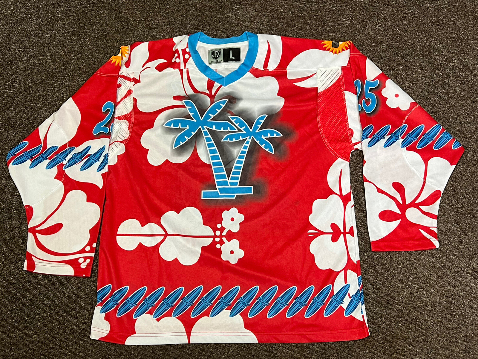 JFX Custom Hockey Jersey Palm Trees And Surfing Motif eBay